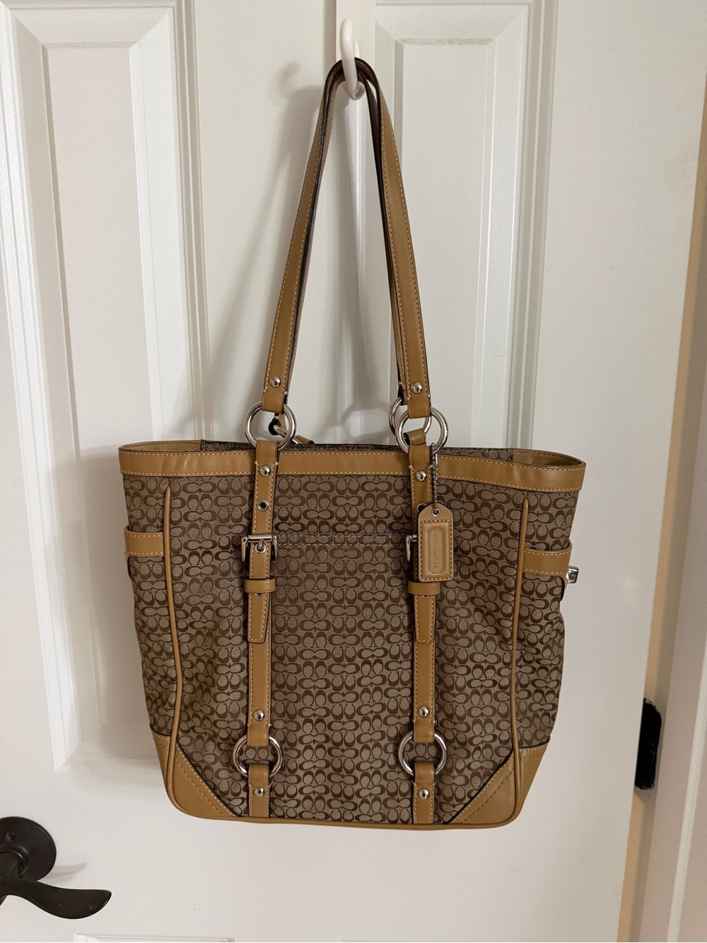 Coach Gallery Signature Jacquard Tote in Brown/Tan - Picture 2 of 7